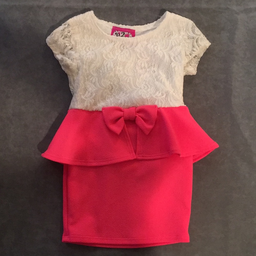 Summer dress Ivory/Neon Pink - Kids